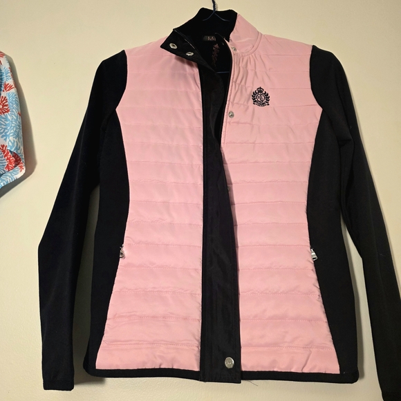 Lauren Ralph Lauren Pink & Black Puffer Jacket + Michael Kors Blouse - sz Small - Picture 2 of 7